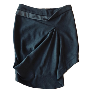 Balenciaga Black Asymmetrical Wrap Mini Skirt 92% wool size 38 Euro/6 U.S.